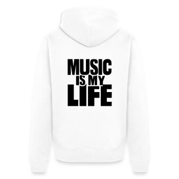 Music is my life - Unisex Premium Bio Zip Hoodie - Weiß - Hinten - Thijin (182cm)
