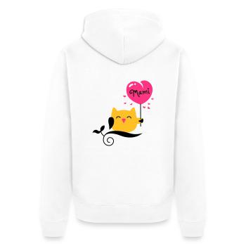 eule - owl - uhu - kauz - Mami - Mutti - 3C - Unisex Premium Bio Zip Hoodie - Weiß - Hinten - Thijin (182cm)