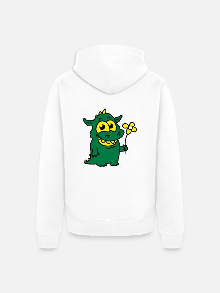 Dragon with Flower - Unisex Premium Organic Zip Hoodie - white