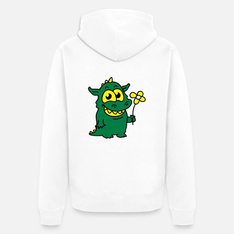 Dragon avec fleurs - Veste à capuche bio Premium Unisexe - blanc
