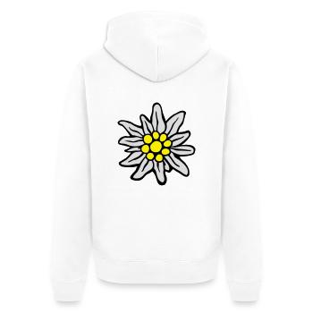 edelweiss_3c - Unisex Premium Bio Zip Hoodie - Weiß - Hinten - Thijin (182cm)
