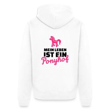 Ponyhof - Unisex Premium Bio Zip Hoodie - Weiß - Hinten - Thijin (182cm)