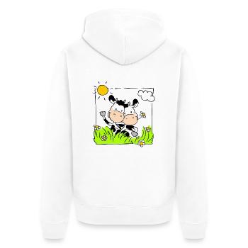 Cow Friends - Unisex Premium Bio Zip Hoodie - Weiß - Hinten - Thijin (182cm)