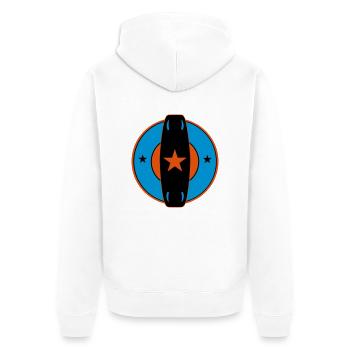boarder_vec_3 en - Unisex Premium Organic Zip Hoodie - white - Back - Thijin (182cm)
