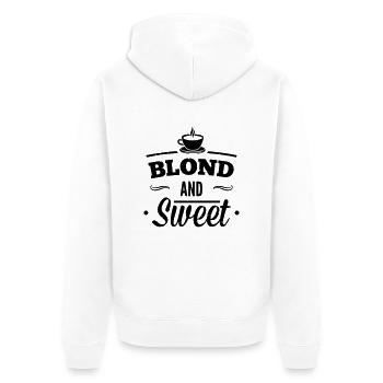 Blond und Süß Kaffee 1 - Unisex Premium Bio Zip Hoodie - Weiß - Hinten - Thijin (182cm)