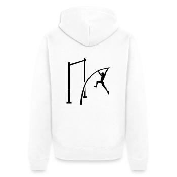 Stabhochsprung - Unisex Premium Bio Zip Hoodie - Weiß - Hinten - Thijin (182cm)