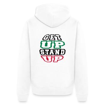get up stand up - Veste à capuche bio Premium Unisexe - blanc - Dos - Thijin (182cm)