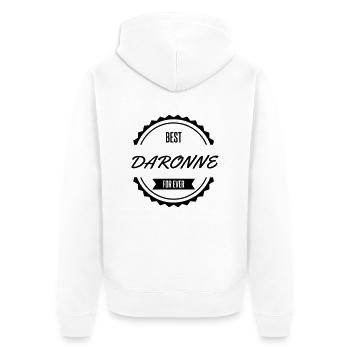 best daronne - Unisex Premium Bio Zip Hoodie - Weiß - Hinten - Thijin (182cm)