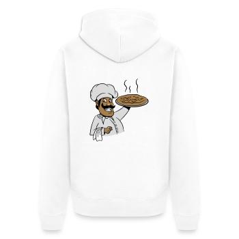 kochen koch pizza - Unisex Premium Bio Zip Hoodie - Weiß - Hinten - Thijin (182cm)