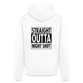 Straight Outta Night Shift - Unisex Premium Organic Zip Hoodie - white - Back - Thijin (182cm)