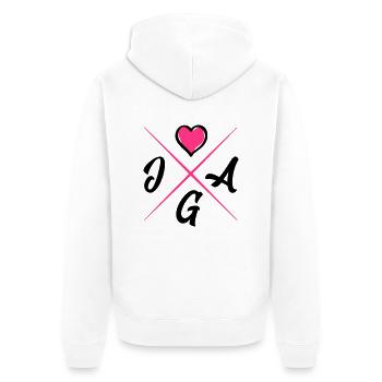 jga design herz - Unisex Premium Bio Zip Hoodie - Weiß - Hinten - Thijin (182cm)