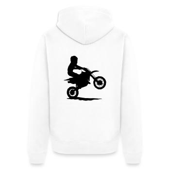Kinder Motocross - KIDS MX - Unisex Premium Bio Zip Hoodie - Weiß - Hinten - Thijin (182cm)