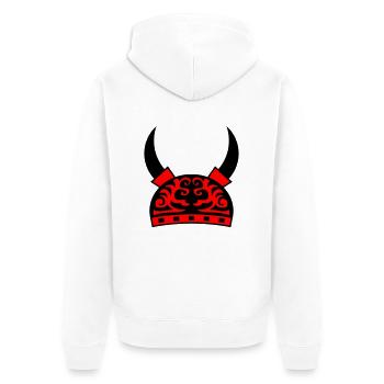 viking helmet - Unisex Premium Bio Zip Hoodie - Weiß - Hinten - Thijin (182cm)