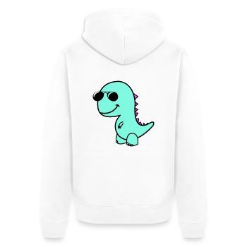 cool dino - Unisex Premium Bio Zip Hoodie - Weiß - Hinten - Thijin (182cm)