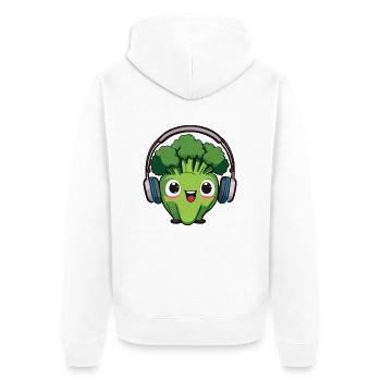 Bubatz - DJ - Musik - Legalize it - Brokkoli - Unisex Premium Bio Zip Hoodie - Weiß - Hinten - Thijin (182cm)