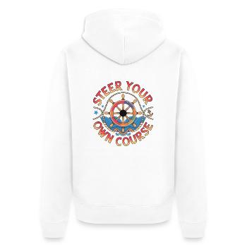 Boat Captian Shirt Steer Your Own Course - Unisex Premium Bio Zip Hoodie - Weiß - Hinten - Thijin (182cm)