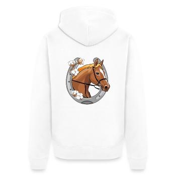 Tête de cheval avec une crinière rouge dans un cadre - Veste à capuche bio Premium Unisexe - blanc - Dos - Thijin (182cm)