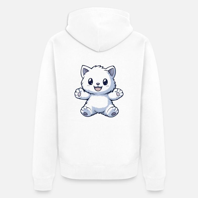 Doudou - chat - Veste à capuche bio Premium Unisexe - blanc