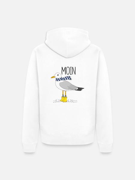 Möwe und das meer - Unisex Premium Bio Zip Hoodie - Weiß