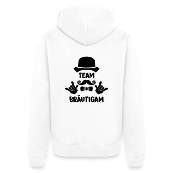Team Groom - Unisex Premium Organic Zip Hoodie - white - Back - Thijin (182cm)