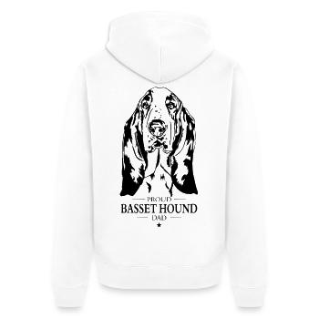 Basset Hound Dad Hunde Hund Wilsigns - Unisex Premium Bio Zip Hoodie - Weiß - Hinten - Thijin (182cm)