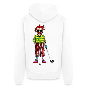 Clowns Golf - Unisex Premium Bio Zip Hoodie - Weiß - Hinten - Thijin (182cm)