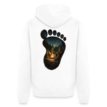 Bigfoot Campfire Lagerfeuer-Fußabdruck - Unisex Premium Bio Zip Hoodie - Weiß - Hinten - Thijin (182cm)