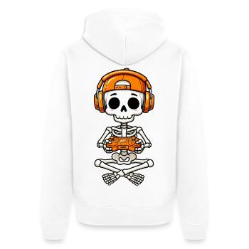 Halloween Gaming, Halloween Party, Skeleton Gamer - Unisex Premium Organic Zip Hoodie - white - Back - Thijin (182cm)