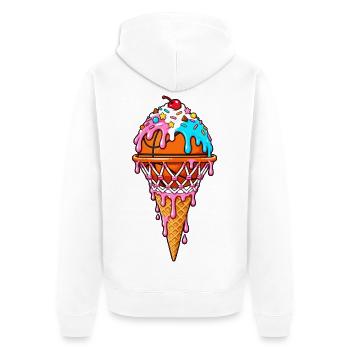Basketball Basketballer Eiscreme - Unisex Premium Bio Zip Hoodie - Weiß - Hinten - Thijin (182cm)