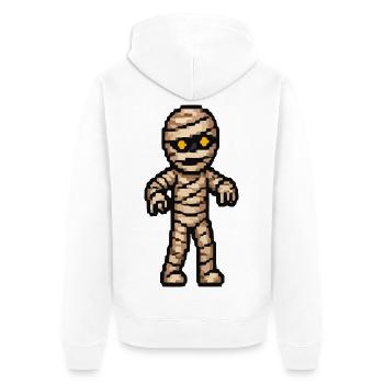 Pixelmummy mit goldenen Augen - Unisex Premium Bio Zip Hoodie - Weiß - Hinten - Thijin (182cm)
