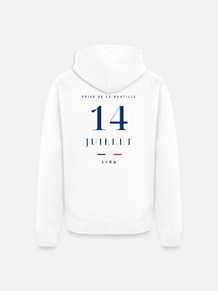 14 Juillet France Logo - Unisex Premium Bio Zip Hoodie - Weiß