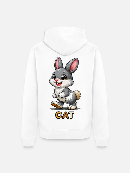 Verspielter grauer Hasenlauf - Unisex Premium Bio Zip Hoodie - Weiß