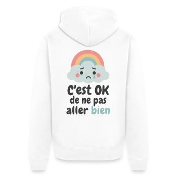 C’est OK de ne pas aller bien - Veste à capuche bio Premium Unisexe - blanc - Dos - Thijin (182cm)