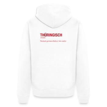 THÜRINGISCH THAUFRINGEN - Unisex Premium Organic Zip Hoodie - white - Back - Thijin (182cm)