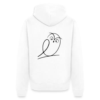 Eule in einfacher Strichzeichnung mit Augen - Unisex Premium Bio Zip Hoodie - Weiß - Hinten - Thijin (182cm)