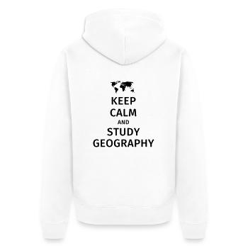 keep calm and study geography - Unisex Premium Bio Zip Hoodie - Weiß - Hinten - Thijin (182cm)