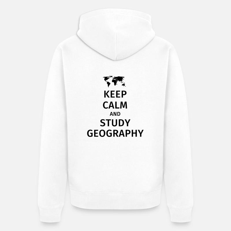 keep calm and study geography - Unisex Premium Bio Zip Hoodie - Weiß