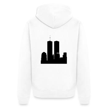 World Trade Center - WTC - Unisex Premium Bio Zip Hoodie - Weiß - Hinten - Thijin (182cm)