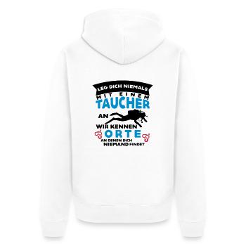 Taucher kennen Orte... - Unisex Premium Bio Zip Hoodie - Weiß - Hinten - Thijin (182cm)