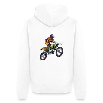 Comic Motocross - 1 Bike - Unisex Premium Bio Zip Hoodie - Weiß - Hinten - Thijin (182cm)