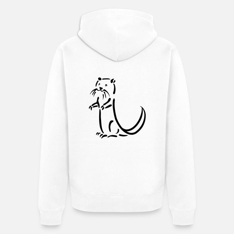 loutre castor - Veste à capuche bio Premium Unisexe - blanc