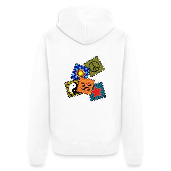 LSD Blotter__N001 - Unisex Premium Organic Zip Hoodie - white - Back - Thijin (182cm)
