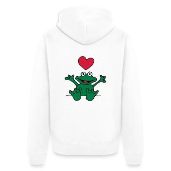heart_frog_1220113c_b - Veste à capuche bio Premium Unisexe - blanc - Dos - Thijin (182cm)