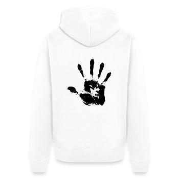 black_hand - Unisex Premium Bio Zip Hoodie - Weiß - Hinten - Thijin (182cm)