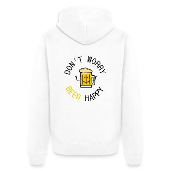 dont worry beer happy - Unisex Premium Bio Zip Hoodie - Weiß - Hinten - Thijin (182cm)