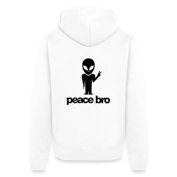 alien_peace_bro_f1 - Unisex Premium Organic Zip Hoodie - white - Back - Thijin (182cm)