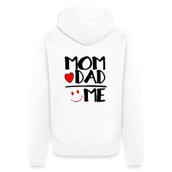 Mom + Dad = Me - Unisex Premium Bio Zip Hoodie - Weiß - Hinten - Thijin (182cm)