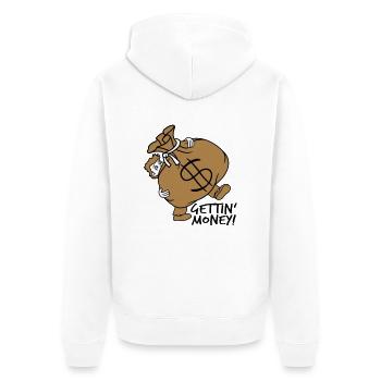 gettin money tragen schwer dollar symbol zeichen g - Unisex Premium Bio Zip Hoodie - Weiß - Hinten - Thijin (182cm)