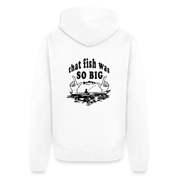 Fische Fischer - Unisex Premium Bio Zip Hoodie - Weiß - Hinten - Thijin (182cm)