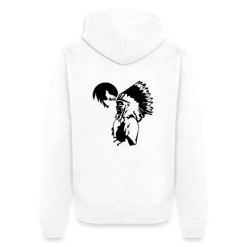 chef indien loup usa tattoo spiritual cool - Veste à capuche bio Premium Unisexe - blanc - Dos - Thijin (182cm)